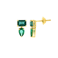Brinco de Ouro 18K Pedra Esmeralda e Topázio Verde - MI21822 - MICHELETTI JOIAS