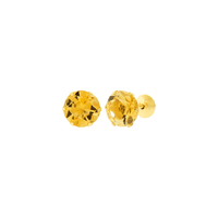 Brinco de Ouro 18K Pedra Citrino 6mm - MI25049 - MICHELETTI JOIAS