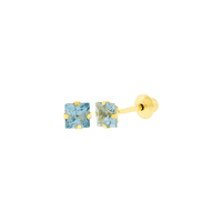 Brinco de Ouro 18K Zircônia Azul Carre 3mm - MI17789 - MICHELETTI JOIAS