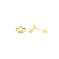 Brinco Infantil Coroa com Brilhantes em Ouro 18K - MI13284 - MICHELETTI JOIAS