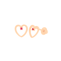 Brinco Infantil Coração com Rubi Ouro Rosé 18K - MI25542 - MICHELETTI JOIAS
