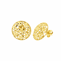Brinco de Ouro 18K Redondo Flores Diamantado - MI21925 - MICHELETTI JOIAS
