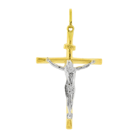 Pingente Crucifixo Ouro 18K Bicolor Grande - MI21859 - MICHELETTI JOIAS