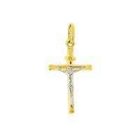 Pingente Crucifixo Ouro 18K Bicolor Pequeno - MI21867 - MICHELETTI JOIAS