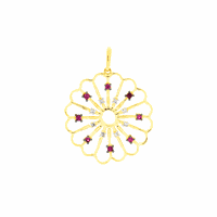Pingente de Ouro 18K Mandala com Rubi e Brilhantes - MI18966 - MICHELETTI JOIAS