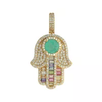 Pingente Mão de Hamsa Zircônia Lesprit 6010977 Dou... - LESPRIT BIJOUX FINAS