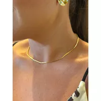 CHOKER FITA FINA DETALHADA BANHADO A OURO