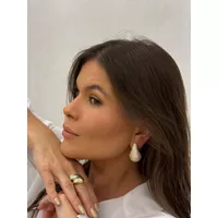 BRINCO ARGOLA GOTA MAXI CRAVEJADO BANHADO A OURO