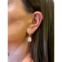 BRINCO ARGOLA PINGENTE RETANGULAR CRAVEJADO BANHADO A OURO 