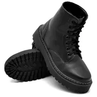 Coturno Cano Médio Sola Tratorada Preto DKShoes - Kátia Cintra