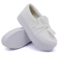 Slip On Laço Sola Alta Branco DKShoes - Kátia Cintra