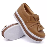 Slip On Laço Sola Alta Caramelo DKShoes - Kátia Cintra