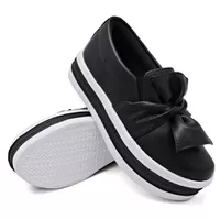Slip On Laço Sola Alta Preto DKShoes - Kátia Cintra