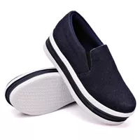 Slip On Liso Sola Alta Jeans DKShoes - Kátia Cintra