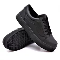 Tênis Casual Listra Preto Sola Preta KCShoes - Kátia Cintra