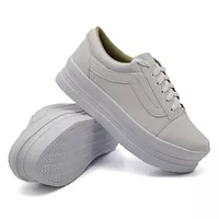 Tênis Casual Listra Sola Alta Branco KCShoes - Kátia Cintra