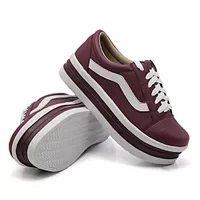 Tênis Casual Listra Sola Alta Marsala KCShoes - Kátia Cintra