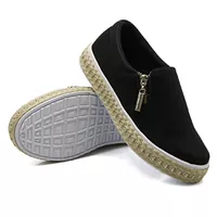 Slip On Calce Fácil Corda Zíper Preto DKShoes - Kátia Cintra