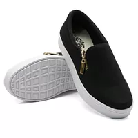 Slip On Calce Fácil Zíper Preto DKShoes - Kátia Cintra