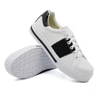 Tênis Casual Pietra Branco Verniz Preto DKShoes - Kátia Cintra
