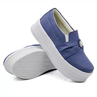 Slip On Pérola Sola Alta Jeans Claro DKShoes - Kátia Cintra