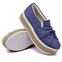 Slip On Nó Sola Alta Jeans Claro Corda DKShoes - Kátia Cintra