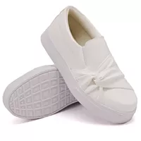 Slip On Nó Lateral Listra Branco DKShoes - Kátia Cintra