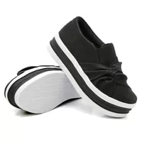 Slip On Nó Lateral Sola Alta Preto DKShoes - Kátia Cintra