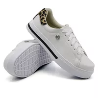 Tênis Casual Pietra Animal Print Branco DKShoes - Kátia Cintra