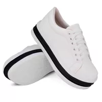 Tênis Casual Siena Branco Sola Alta Preto DKShoes - Kátia Cintra