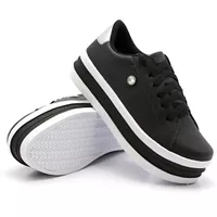 Tênis Casual Sola Alta Strass e Faixa Preto DKShoe... - Kátia Cintra