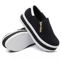 Slip On Zíper Sola Alta Azul Marinho Verniz Branco... - Kátia Cintra