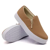Slip On Calce Fácil Zíper Chocolate DKShoes - Kátia Cintra