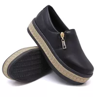 Slip On Zíper Corda Sola Alta Preto Sola Preta DKS... - Kátia Cintra