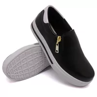 Slip On Zíper Preto Verniz Branco DKShoes - Kátia Cintra