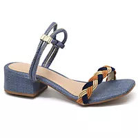 Sandália Jeans Trança Terra Salto Bloco Amanda Blo... - Kátia Cintra