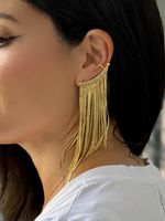 Brinco Ouro Earcuff Franjas FIKA + AMMI