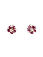 Brinco Ouro Mini Flor Rubi FIKA + AMMI