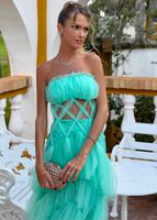 Vestido Tule Cannes Verde Água