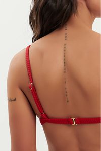 TOP TRANCOSO CANELADO CHERRY E CALCINHA TRANCOSO CANELADO CHERRY