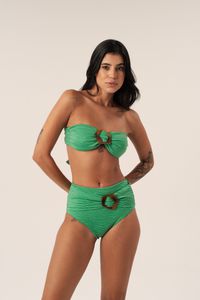TOP TOMARA QUE CAIA FIVELA TARTARUGA ZOO GREEN E CALCINHA HOT PANTS DRAPEADA FIVELA TARTARUGA ZOO GREEN