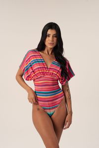 MAIÔ DRAPEADO MORCEGO LISTRADO SUNSET