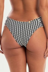 TOP MYKONOS JACQUARD PRETO E BRANCO E CALCINHA CARAIVA JACQUARD PRETO E BRANCO