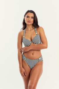 TOP MYKONOS JACQUARD PRETO E BRANCO E CALCINHA CARAIVA JACQUARD PRETO E BRANCO