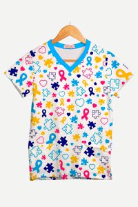 Blusa Estampada Autismo em Cores em Malha Confort