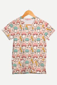 Blusa Estampada Cogumelos em Malha Confort