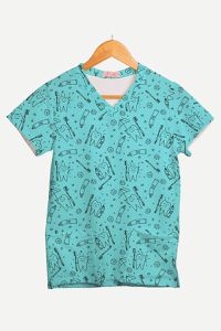 Blusa Estampada Sorriso Azul em Malha Confort