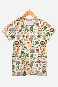Blusa Estampada Arca de Noé em Malha Confort