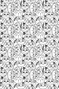 Blusa Estampada Rabiscos Felinos em Malha Confort