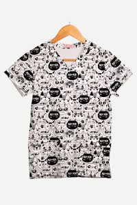 Blusa Estampada Gatos Urbanos em Malha Confort